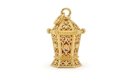 Golden lantern silhouette ornament isolated on white background