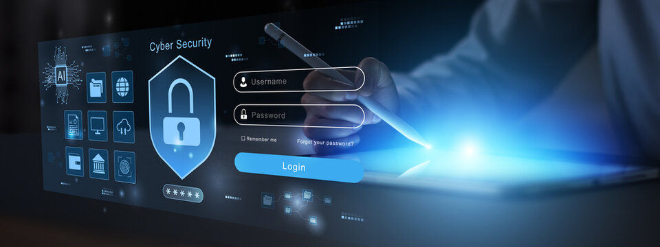 AI-Driven Cyber Security Login Interface with Digital Shield and Secure Access Elements.