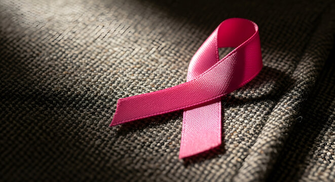 Pink Ribbon on Textured Fabric, Breast Cancer Awareness Symbol