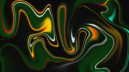 Abstract dark green background with vibrant, swirling lines of yellow, orange, and white light creating a fluid motion effect
