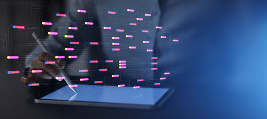 Blockchain Flow Visualization with Distributed Node Network.