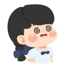 Cartoon Girl with Swirling Eyes Illustration