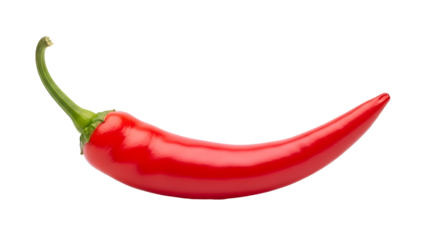 Vibrant red hot chili pepper isolated on a transparent background showcasing its fiery spice and fresh culinary ingredient potential for diverse food themes