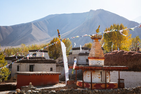 Small village in a valley, Upper Mustang region, Nepal