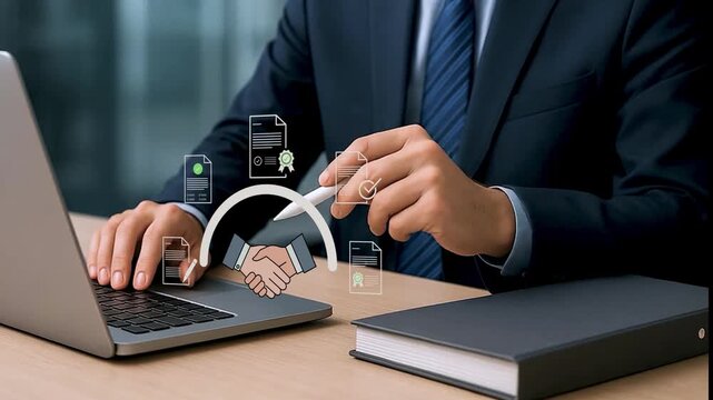 4k Procurement Contract Approval &ndash; Document Management, Vendor Collaboration and Corporate Workflow Efficiency,  Video Clip