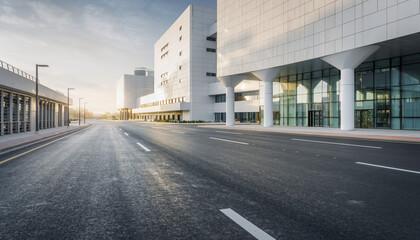 Obraz premium Futuristic Minimalist Research Building in New Development Area