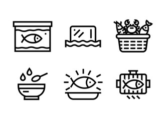 Fish Tank Ice Bed Seafood Basket Seafood Sauce Fish Fry Seafood Grill Minimal Bold Line Icon Set