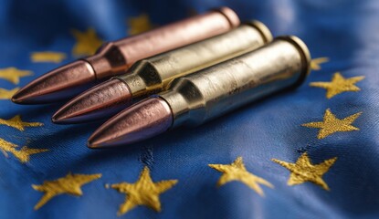 Obraz premium Three bullets are on a blue background with stars