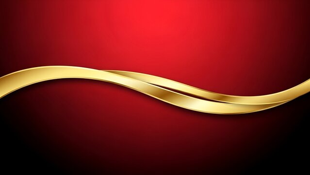 Elegant abstract background featuring a flowing golden wave design against a rich red gradient, perfect for luxury invitations, festive banners, or sophisticated digital presentations