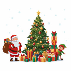 santa claus and christmas tree