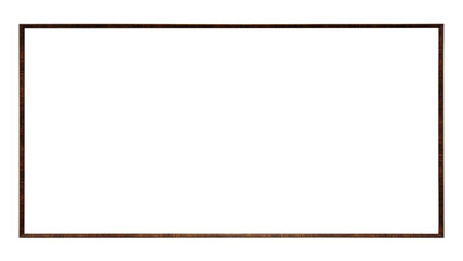 Obraz premium Dark gold metal photo frame with a textured finish, isolated on a pure transparent background with png. Horizontal orientation, ready for overlay or design use