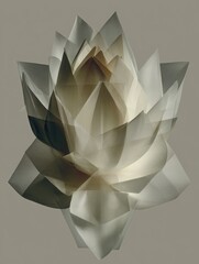 Obraz premium The Unfolding White Lotus lotus opening in slow, geometric minimal style