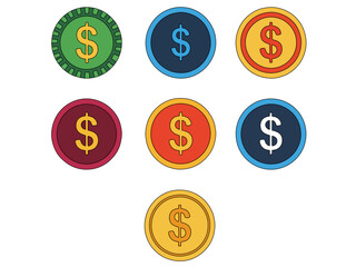 Obraz premium vector set of colorful coin icon