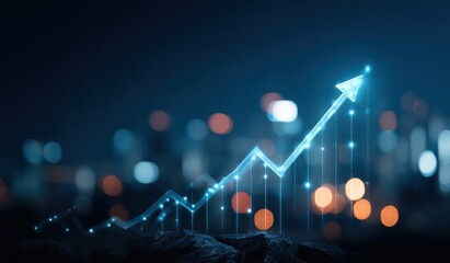 A graph with a blue arrow pointing upwards