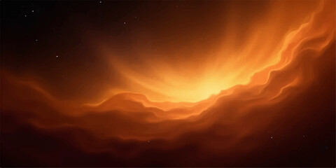 Obraz premium Fiery nebula cloudscape with stars in deep space for backgrounds and wallpapers