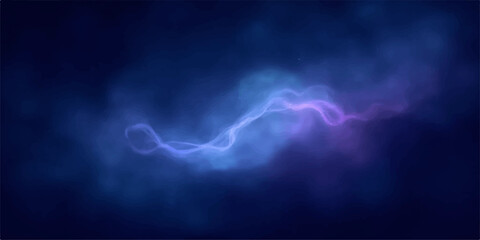 Abstract blue and purple energy lightning bolt against a dark background © Ashraful
