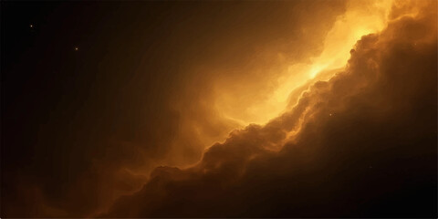 Abstract golden nebula cloudscape with deep space and cosmic dust © Ashraful