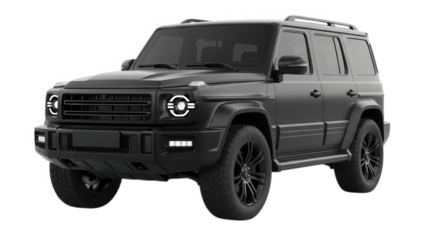 Black luxury offroad suv with modern design isolated on transparent background