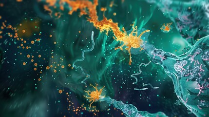 Detailed scientific illustration comparing normal thyroid function versus autoimmune thyroid disease at cellular level, antibodies attacking thyroid cells visualization, immunological process diagram