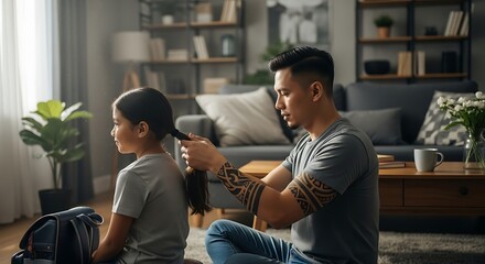 Father Braiding Daughter's Hair A Tender Moment of Bonding and Care