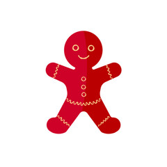 Red gingerbread man christmas cookie vector illustration