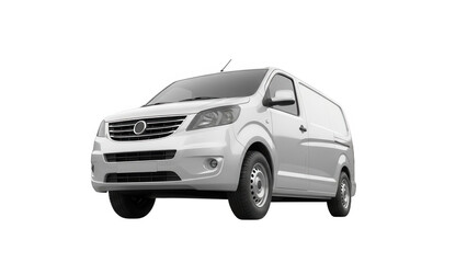 White commercial cargo van isolated on transparent background for delivery service