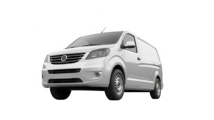 White commercial cargo van isolated on transparent background for delivery service