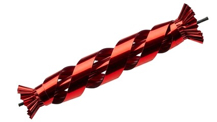 Vibrant red helical brush roller component featuring an intricate spiral design and textured surface, meticulously isolated on a pristine white background