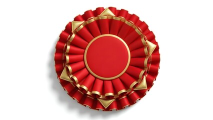 Vibrant Red and Gold Rosette Award Symbolizing Achievement, Excellence, and Premium Quality Recognition. Perfect for Celebrating Success and Top-Tier Performance in Competitions and Formal Events