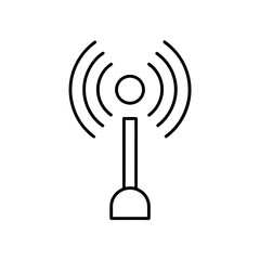 Illustration of a wireless signal tower with waves around on transparent background
