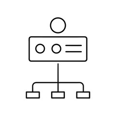 Diagram showing a hierarchy with a circle and rectangles on transparent background