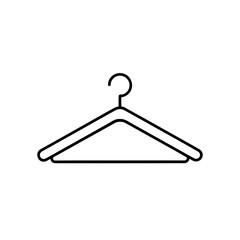 Illustration of a simple black line art clothes hanger on transparent background