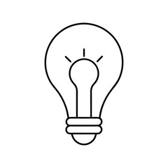 Illustration of a lightbulb with radiating light lines on transparent background