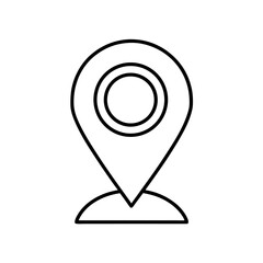 Outline of a map marker with circular center design on transparent background