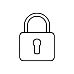 Illustration of a simple outline drawing of a padlock on transparent background
