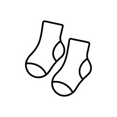 Illustration of two baby socks in a simple outline on transparent background