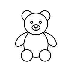 Illustration of a simple teddy bear outline drawing on transparent background