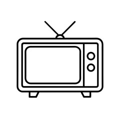 Illustration of a retro television with antenna design on transparent background