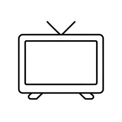 Illustration of an old television with antenna outline on transparent background