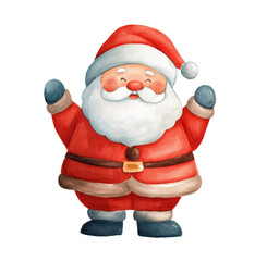 Cute Watercolor Santa Character Celebrating Christmas Cheer