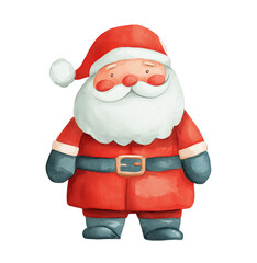 Cute Watercolor Santa Character in Festive Holiday Attire