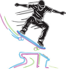 Skateboard trick vector