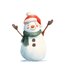 Winter Snowman With a Cheerful Smile and Festive Hat