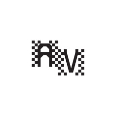 Alphabet Logo Monogram Design Modern Abstract Bold AV Initial Pixel Vector Alphabet