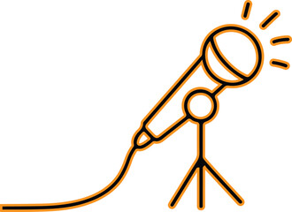 Simple outline microphone on stand with light rays