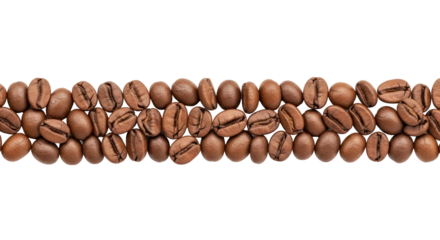 Artistic Coffee Bean Arrangement Resembling the Word Coffee Logo on a Clean White Background