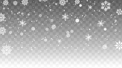 falling icy snowflakes different shape vector stock illustration
