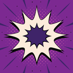 Obraz premium Purple Starburst Comic Effect Background with Halftone Pattern