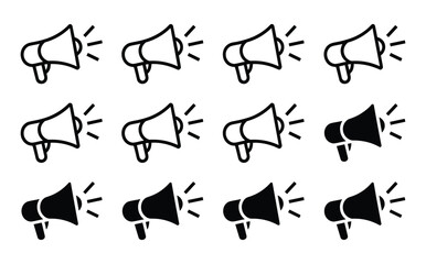 Black and White Megaphone Icons Pattern for Communication and Announcement