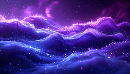 Obraz premium 紫とピンクの波が輝く幻想的な宇宙空間